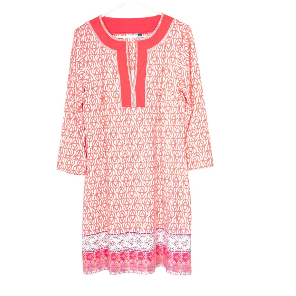 Cabana Life Women's Size L Napa Embroidered Tunic Dress 50+ UPF Sun Protection